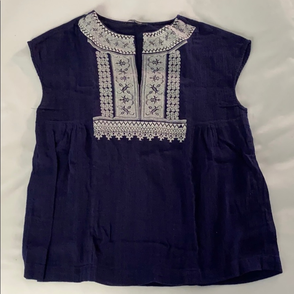 Madewell Navy Tank with Embroidery, XS